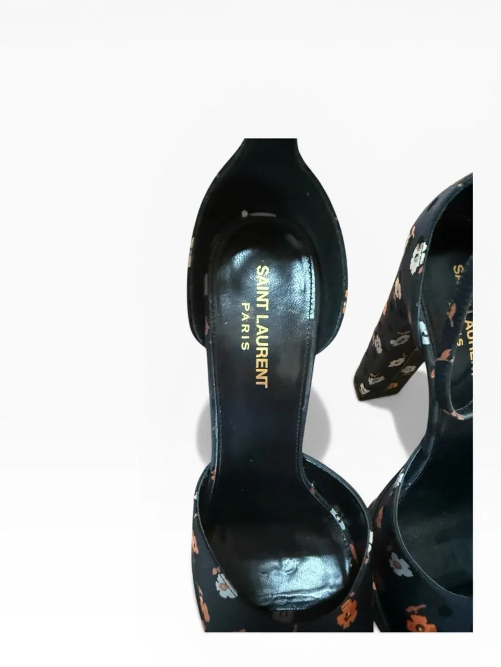 Saint Laurent Jodie 125 Floral Platform Heels Sandals in Black Silk EU 40 US 10 - Picture 10 of 16